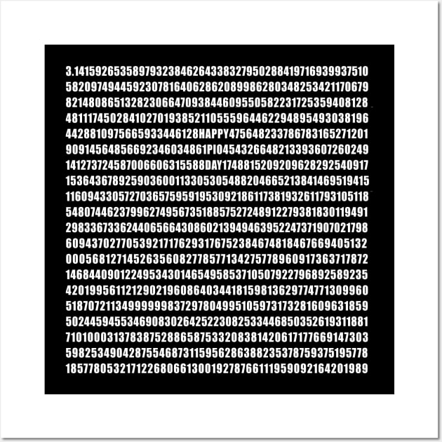Embedded Happy PI DAY T-shirt 1000 Digits Wall Art by Scarebaby
